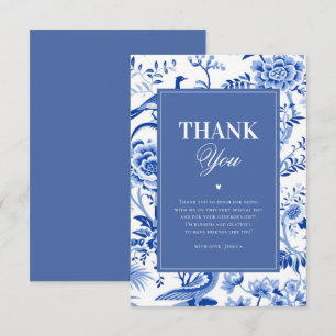 Blauw Chinoiserie Vintage Bruidsfeest Bedankkaart