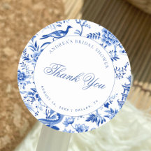 Blauw Chinoiserie Vintage Bruiloftsborrel Bedankt