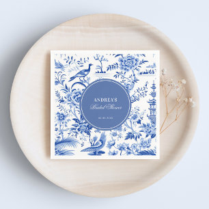 Blauw chinoiserie vintage bruiloftsborrel servet