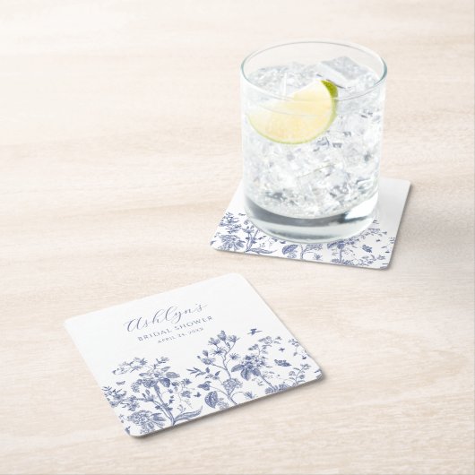 Blauw Chinoiserie Vrijgezellenfeest Papier Onderze Kartonnen Onderzetters (Insitu)