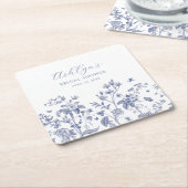 Blauw Chinoiserie Vrijgezellenfeest Papier Onderze Kartonnen Onderzetters (Schuin)