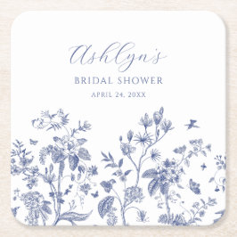 Blauw Chinoiserie Vrijgezellenfeest Papier Onderze Kartonnen Onderzetters