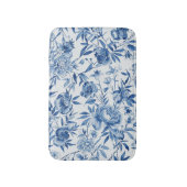 Blauw Chinoiserie Waterverf Bloem Botanisch Badmat (Voorkant Verticaal)