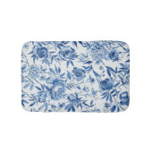 Blauw Chinoiserie Waterverf Bloem Botanisch Badmat (Voorkant)