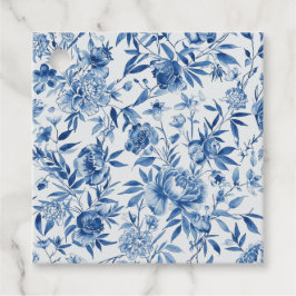 Blauw Chinoiserie Waterverf Bloem Botanisch Bedankjes Labels