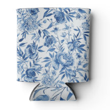Blauw Chinoiserie Waterverf Bloem Botanisch