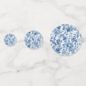 Blauw Chinoiserie Waterverf Bloem Botanisch Confetti (Voorkanten)