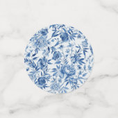 Blauw Chinoiserie Waterverf Bloem Botanisch Confetti (Kleine voorkant)