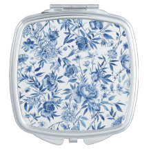 Blauw Chinoiserie Waterverf Bloem Botanisch