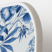Blauw Chinoiserie Waterverf Bloem Botanisch Pickleball Paddle (Links Detail)