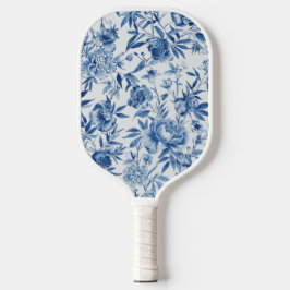 Blauw Chinoiserie Waterverf Bloem Botanisch Pickleball Paddle