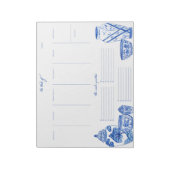 Blauw Chinoiserie Weekplanner Notitieblok (Linkerzijde)