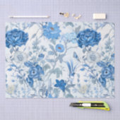 Blauw Chinoiserie Wild Flower Tissue Papier (Craft)