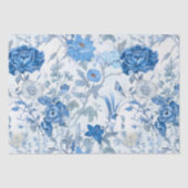 Blauw Chinoiserie Wild Flower Tissue Papier (Voorkant)