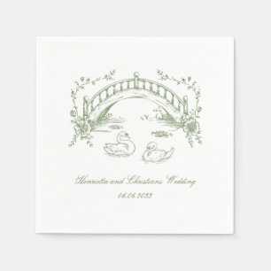 Blauw Chinoiserie Zwanenbrug Rustieke Bruiloft Servet