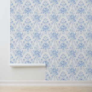 Blauw Chinoises Coastal Grandmother Bloemmotief Behang