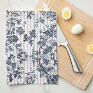 blauw chintz en streepjespatroon theedoek
