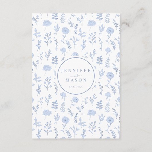 Blauw Chique Botanische Boho Bruiloft Menu Kaarten (Achterkant)