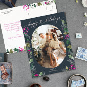  blauw chique familie foto feestdagenkaart