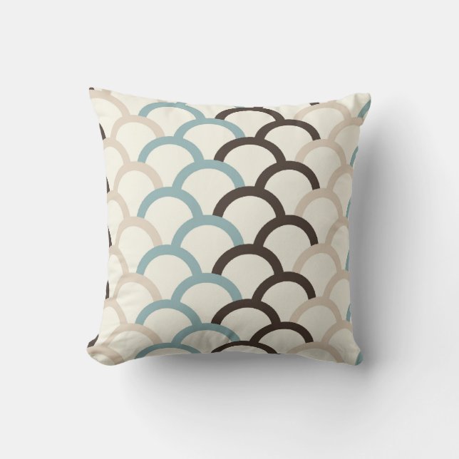 Blauw, chocolade, Cream Abstract Pillow Kussen (Voorkant)