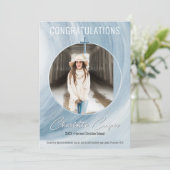 Blauw Christelijk Afstuderen Fotouitnodiging Kaart (Staand voorkant)