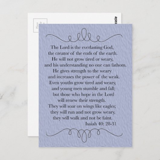 Blauw Christelijk Bijbelverse Briefkaart (Voorkant / Achterkant)