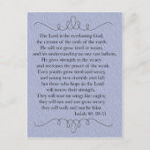 Blauw Christelijk Bijbelverse Briefkaart (Voorkant)