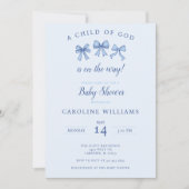 Blauw Christelijk Coquette Baby Boy Kind van God Kaart (Voorkant)