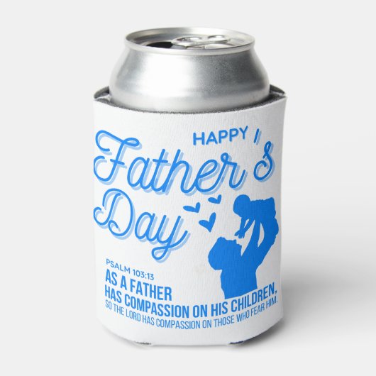 Blauw Christelijk Happy Vaderdag Psalm 103:13 Blikjeskoeler (Blikje Voorkant)