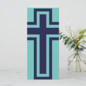Blauw Christelijk kruis verschillende varianten (Staand voorkant)