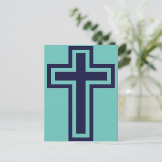 Blauw Christelijk kruis verschillende varianten Briefkaart (Staand voorkant)
