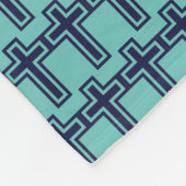 Blauw Christelijk kruis verschillende varianten Fleece Deken (Hoek)