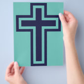 Blauw Christelijk kruis verschillende varianten Flyer (Hand)