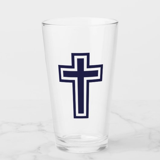 Blauw Christelijk kruis verschillende varianten Glas (Voorkant)