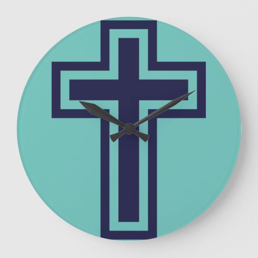 Blauw Christelijk kruis verschillende varianten Grote Klok (Voorkant)
