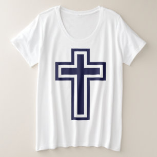 Blauw Christelijk kruis verschillende varianten Grote Maat T-shirt