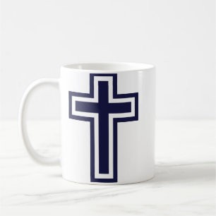 Blauw Christelijk kruis verschillende varianten Koffiemok