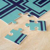 Blauw Christelijk kruis verschillende varianten Legpuzzel (Zijkant)