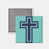 Blauw Christelijk kruis verschillende varianten Magneet (Voorkant / Achterkant)