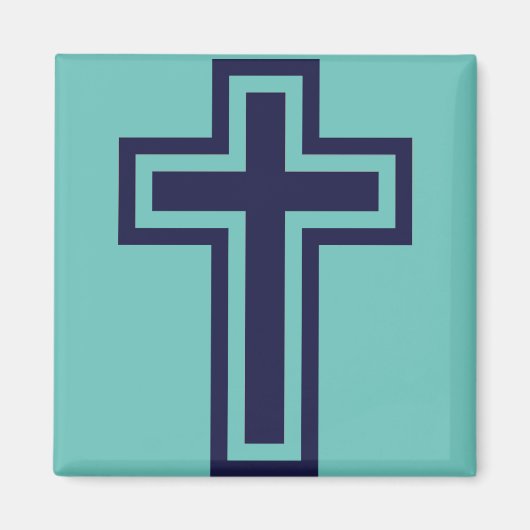 Blauw Christelijk kruis verschillende varianten Magneet (Voorkant)