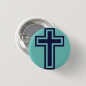 Blauw Christelijk kruis verschillende varianten Ronde Button 3,2 Cm (Voorkant /achterkant)