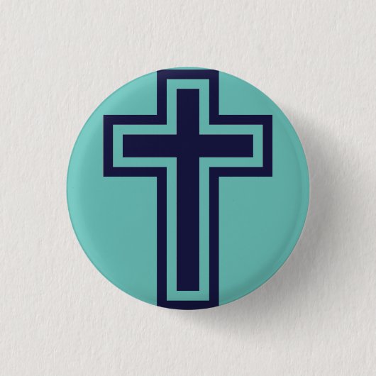 Blauw Christelijk kruis verschillende varianten Ronde Button 3,2 Cm (Voorkant)