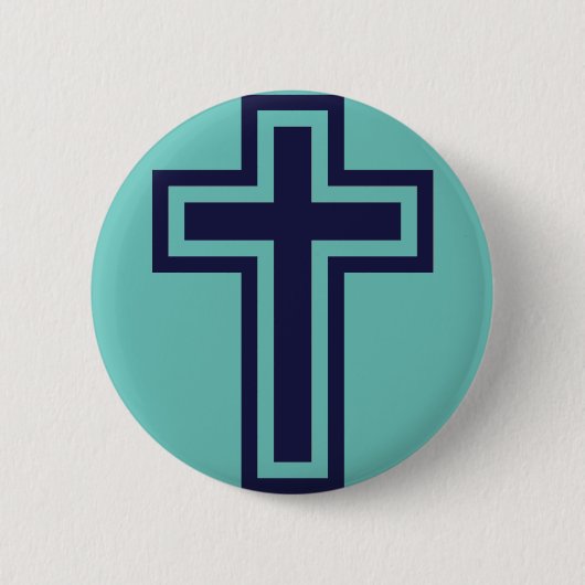 Blauw Christelijk kruis verschillende varianten Ronde Button 5,7 Cm (Voorkant)