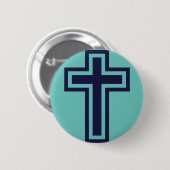 Blauw Christelijk kruis verschillende varianten Ronde Button 5,7 Cm (Voorkant /achterkant)