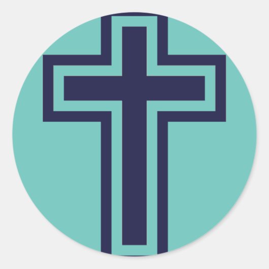 Blauw Christelijk kruis verschillende varianten Ronde Sticker (Voorkant)
