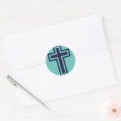 Blauw Christelijk kruis verschillende varianten Ronde Sticker (Envelop)