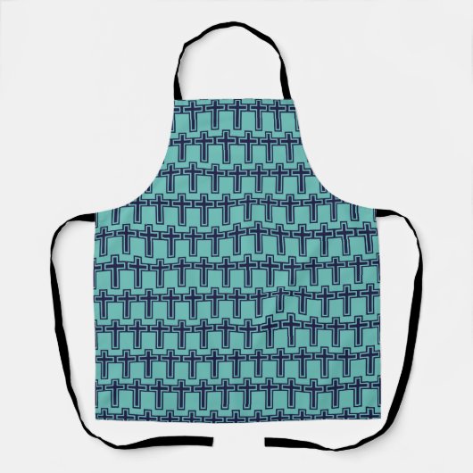 Blauw Christelijk kruis verschillende varianten Schort (Voorkant)