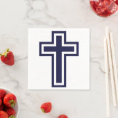 Blauw Christelijk kruis verschillende varianten Servet (Insitu)