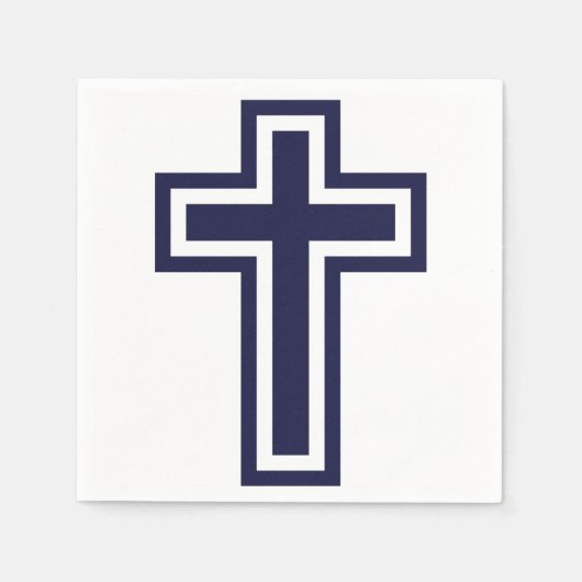 Blauw Christelijk kruis verschillende varianten Servet (Voorkant)