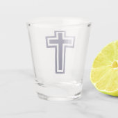 Blauw Christelijk kruis verschillende varianten Shot Glas (Achterkant)